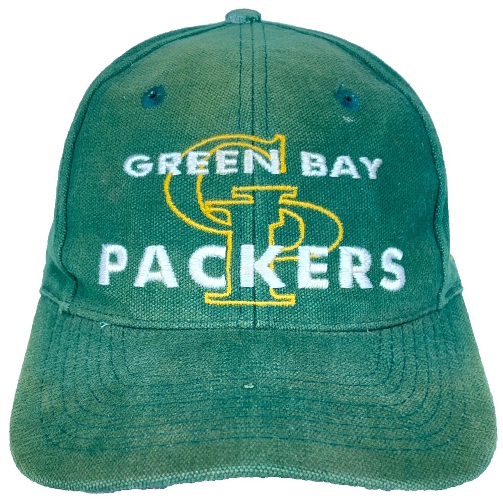 Vintage Green Bay Packers Hat Cap Snapback 90s Y2K Sun Faded Canvas NFL Dad